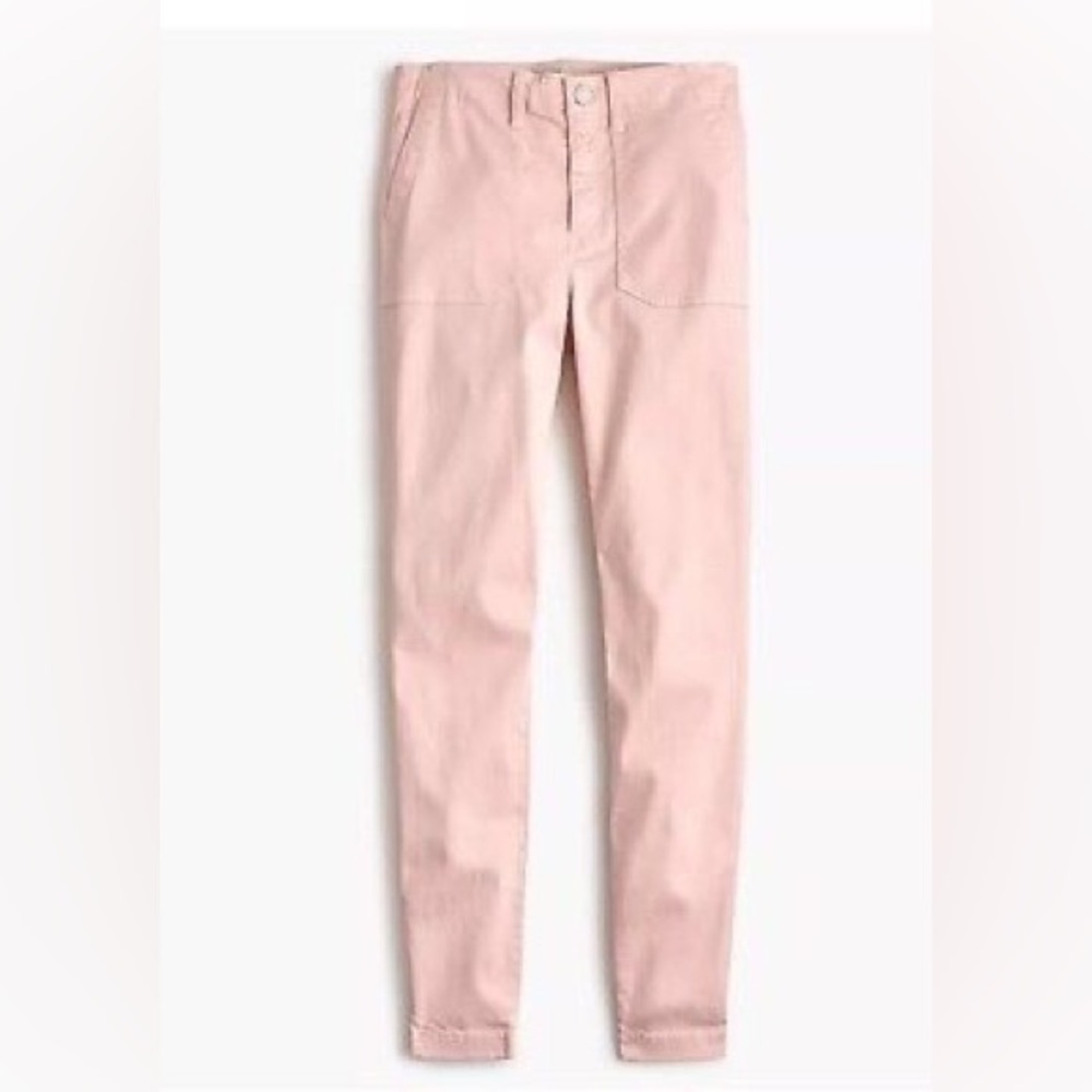 NWT J Crew Subtle Pink Toothpick Slim Utility Pants Tapered Leg size 26P petite